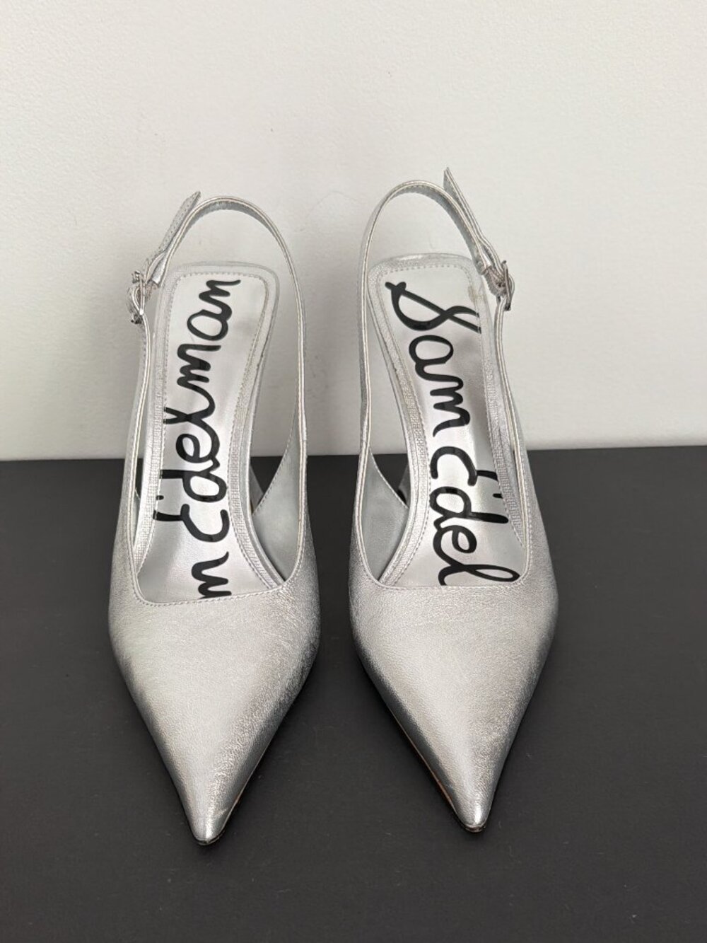 Sam Edelman Silver Metallic Slingback Heels – Size 8.5
